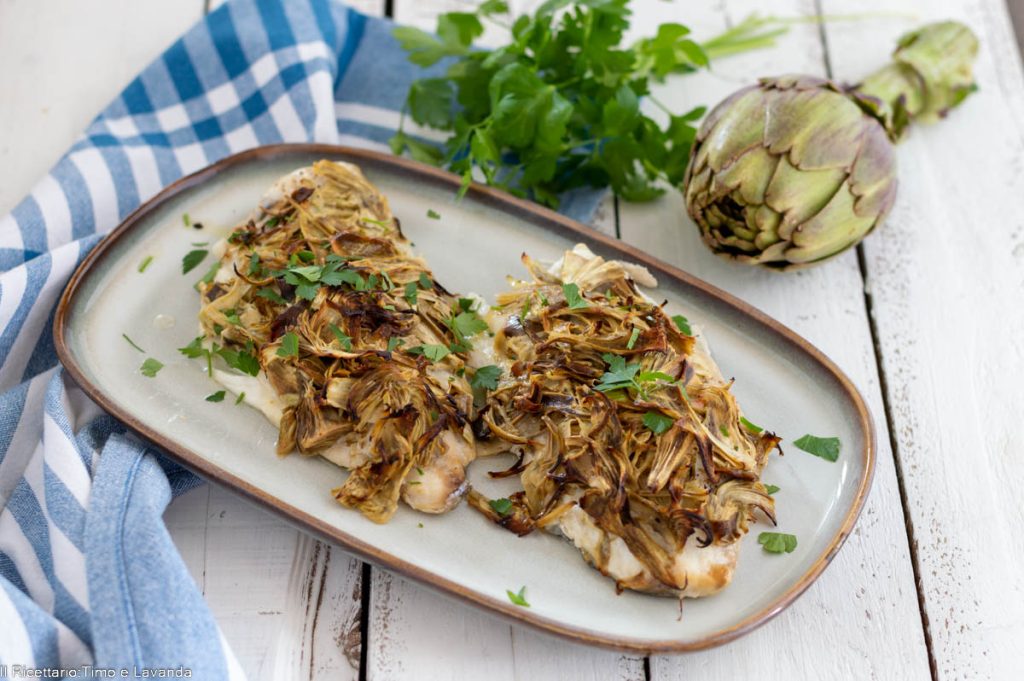 zeebaarsfilets in artisjokkenkorst