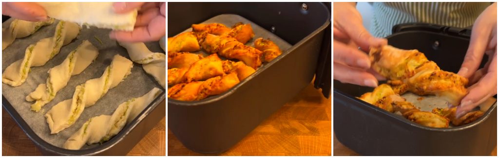 Zoute yoghurtvlechten in de airfryer