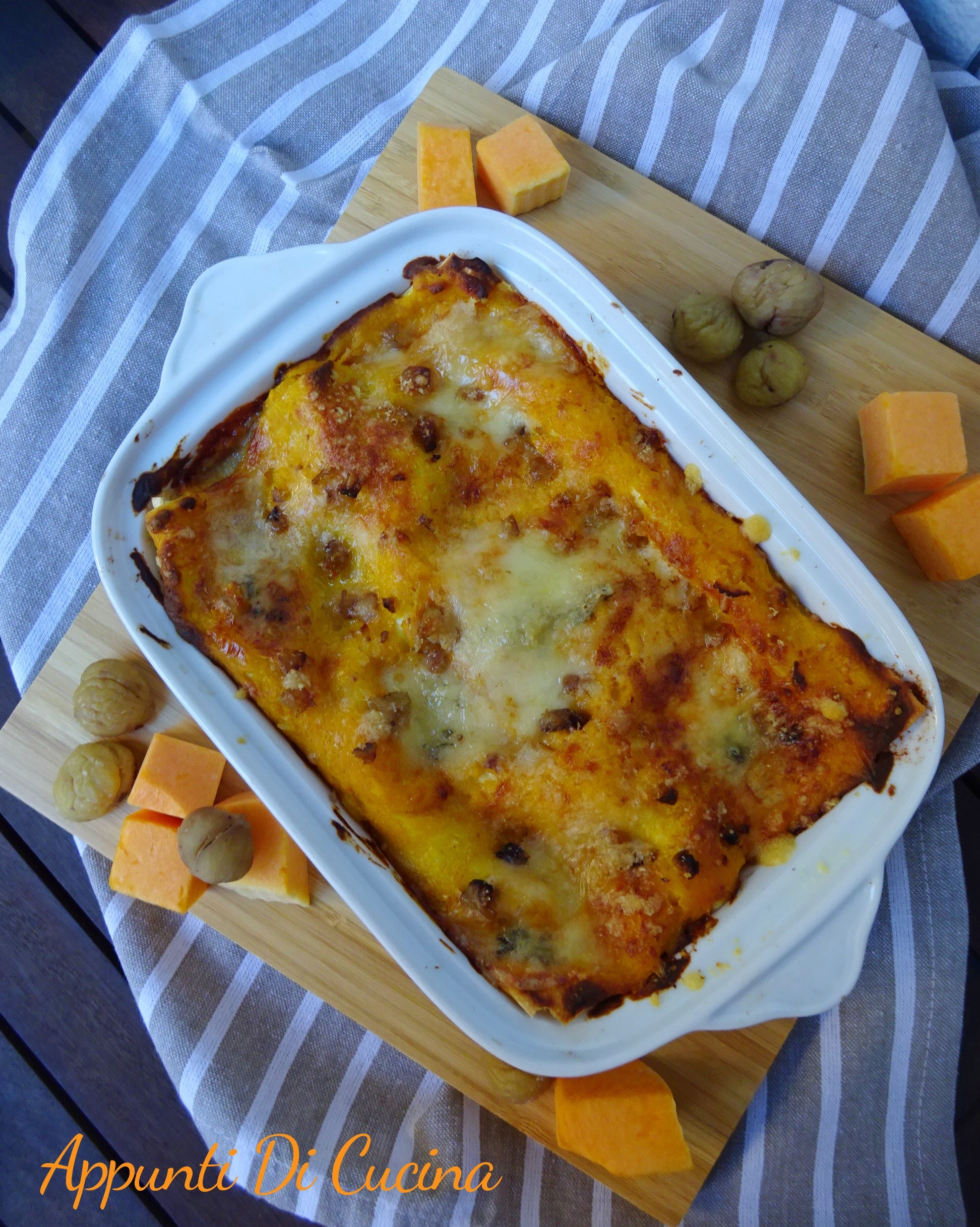 LASAGNE POMPOEN, KASTANJES EN GORGONZOLA