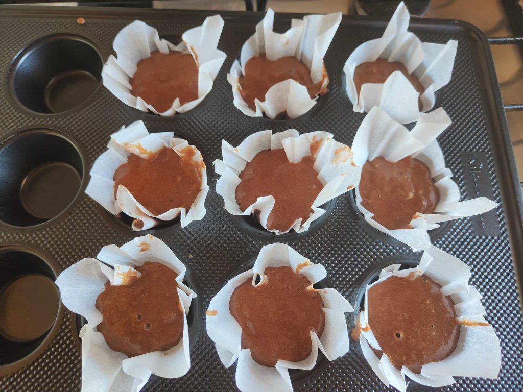 Bananen en chocolade proteïne muffins