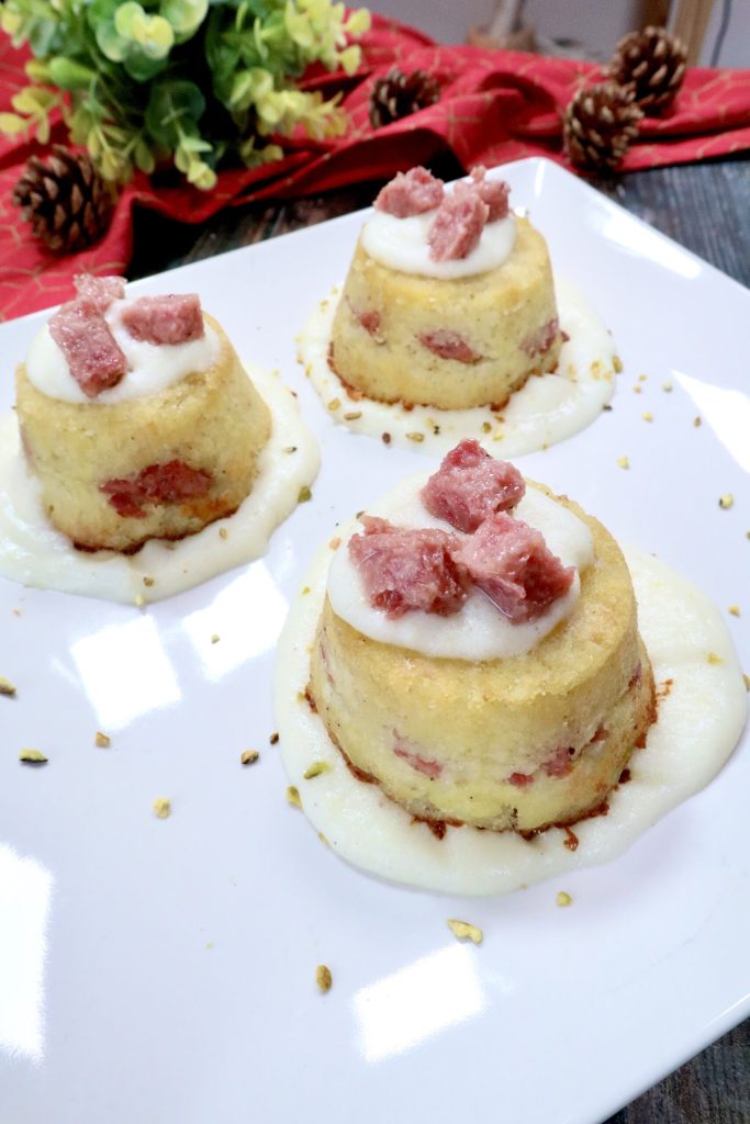 aardappeltaartjes en cotechino in airfryer