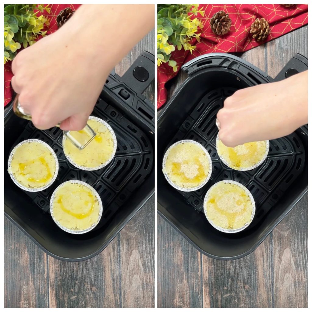 aardappeltaartjes en cotechino in airfryer