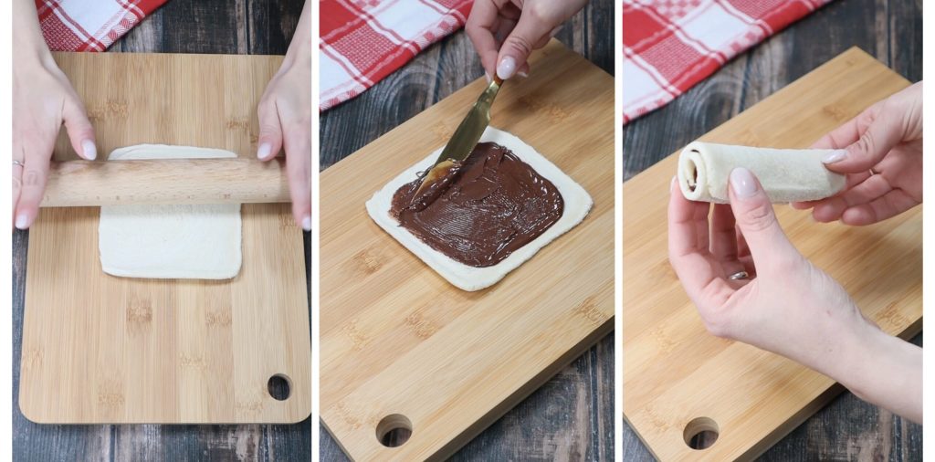 French Toast Rolletjes met Nutella zonder olie en boter in heteluchtfriteuse