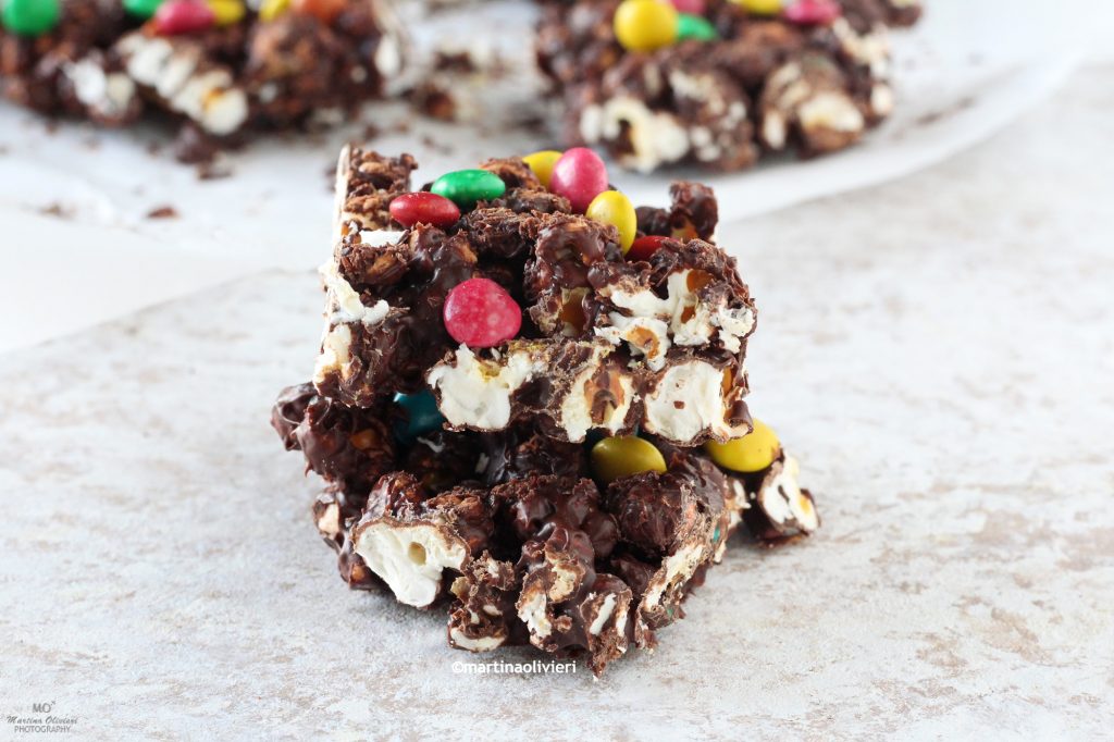 Chocolade- en popcornrepen