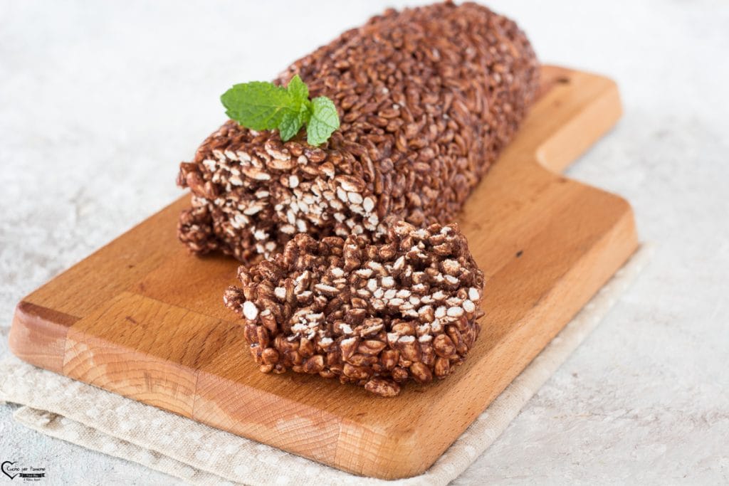 Chocolade salami met gepofte rijst