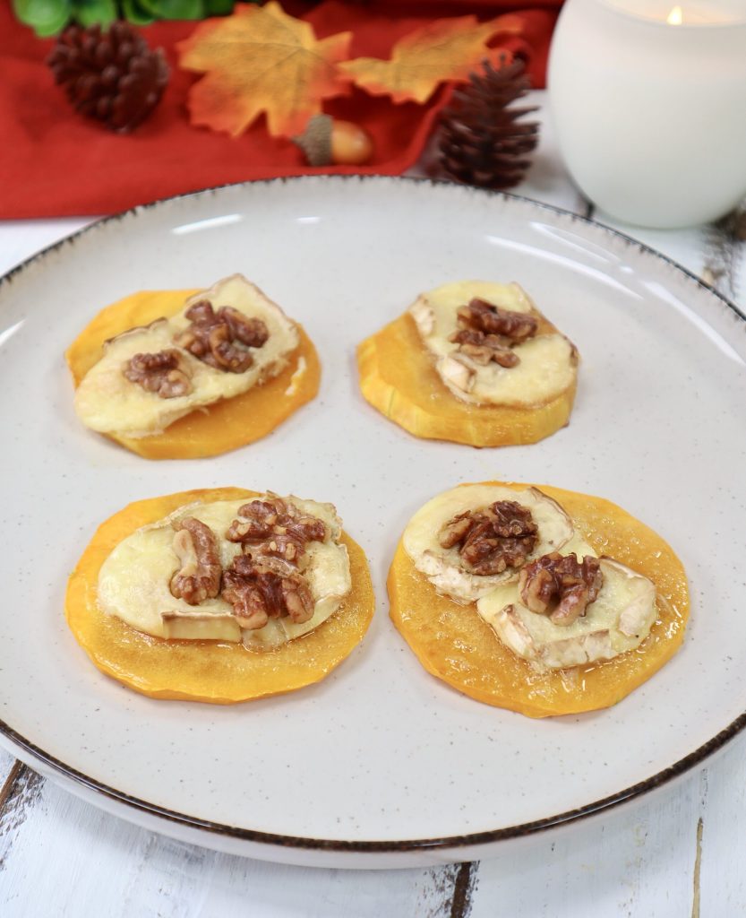 Pompoen met brie en walnoten in een airfryer