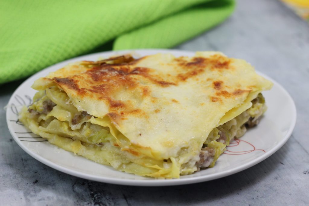 lasagne met savooiekool en worst