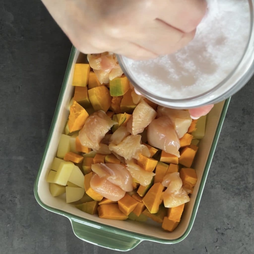 Kipfilet met pompoen en aardappelen