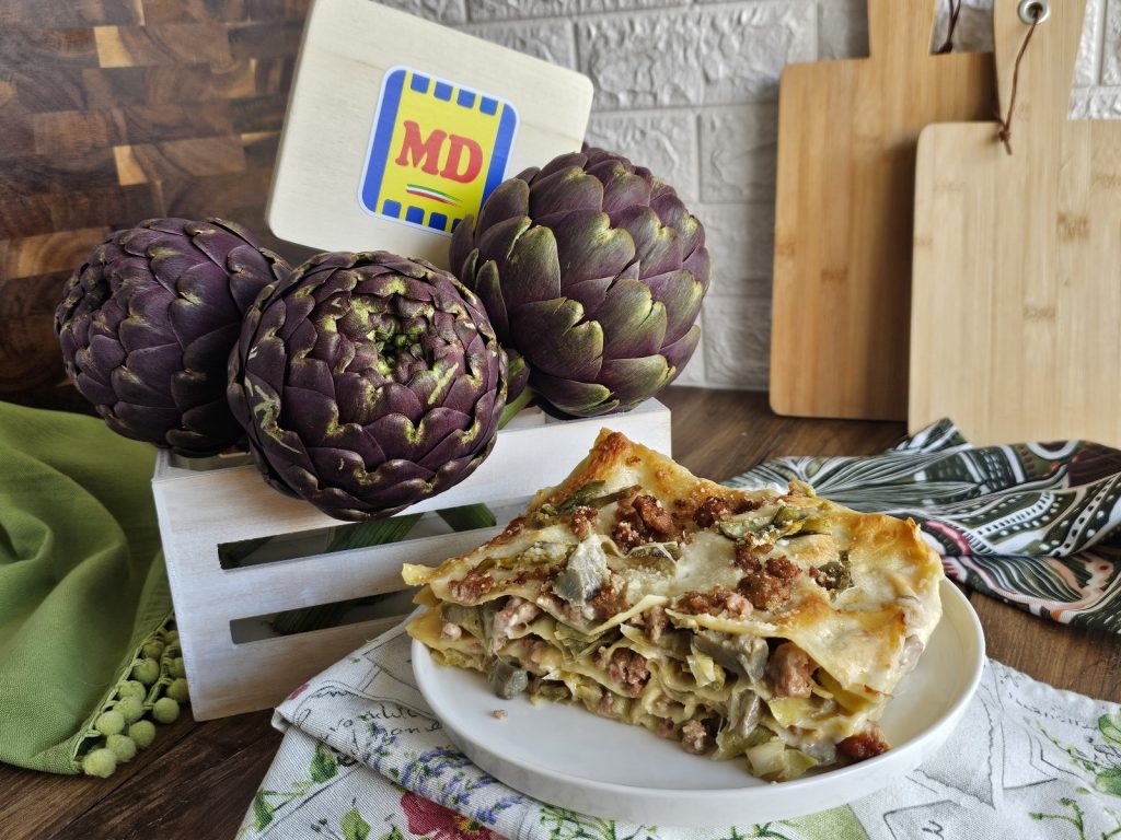 lasagne met artisjokken en worst