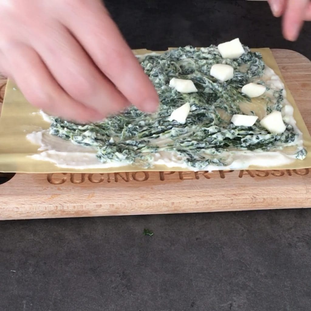 Opgerolde lasagne met spinazie en ricotta