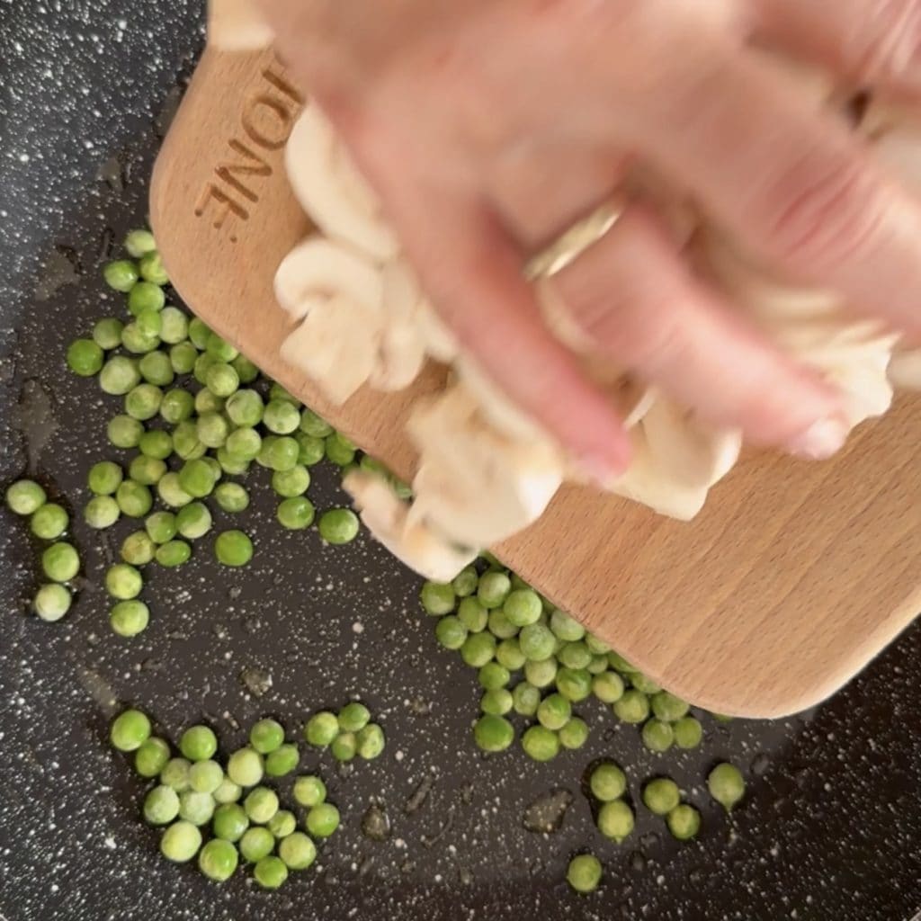Pasta erwten en champignons