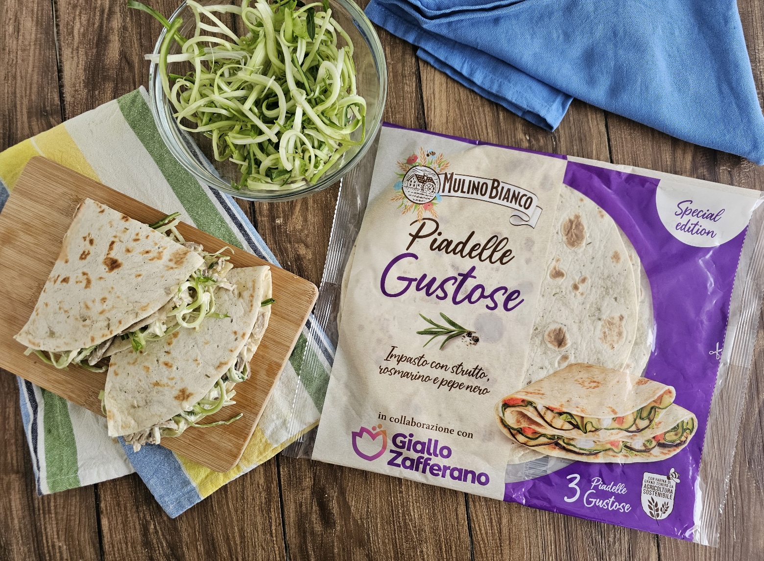 PIADELLA ALLA ROMANA MET PUNTARELLE EN PORCHETTA