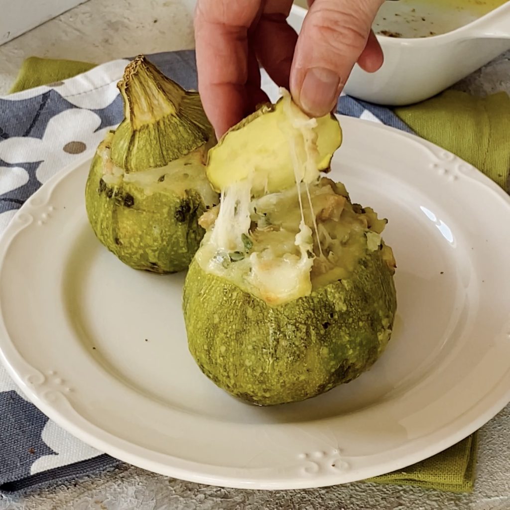 Ronde courgettes gevuld met tonijn