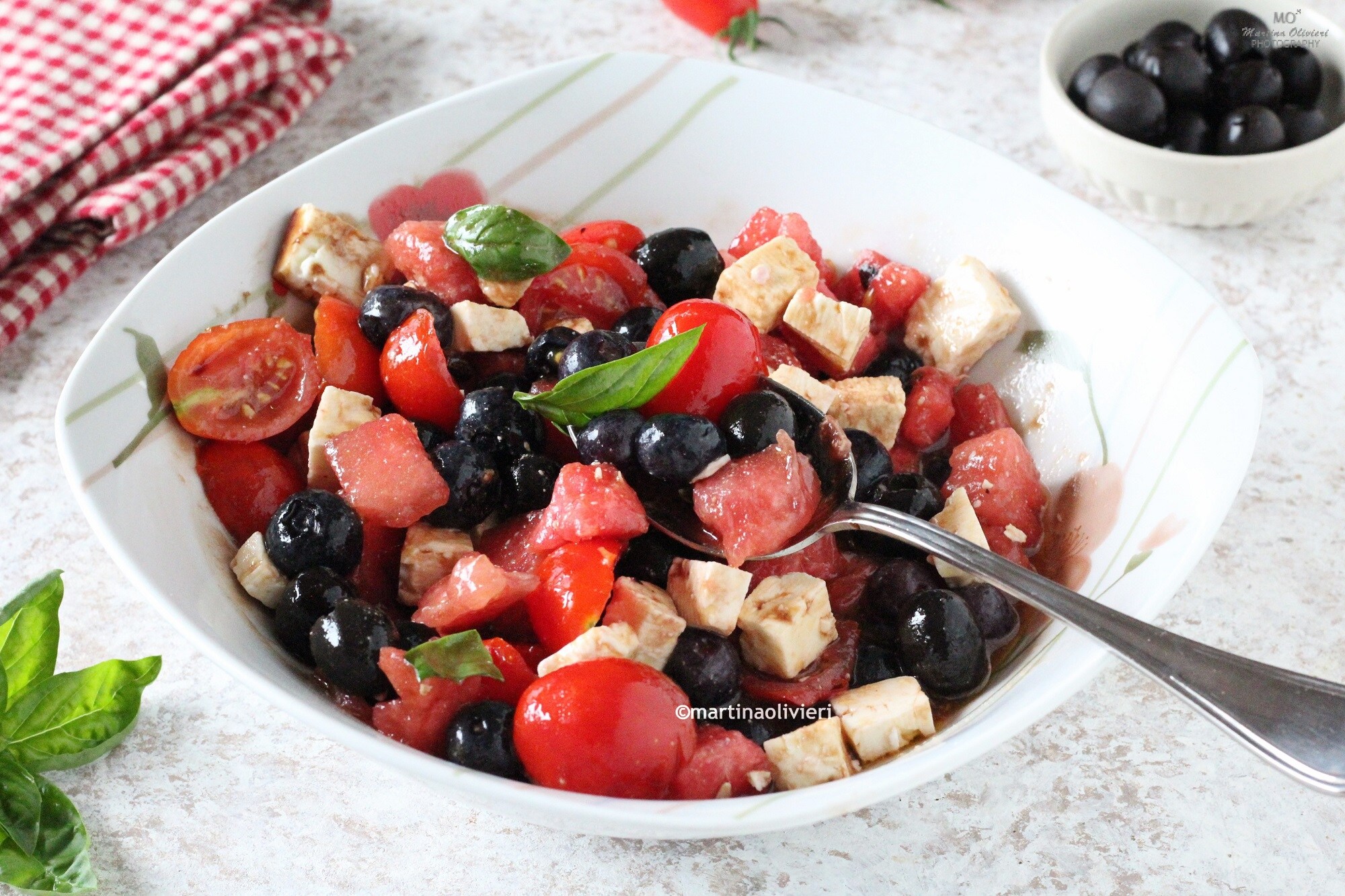 Watermeloen en feta salade