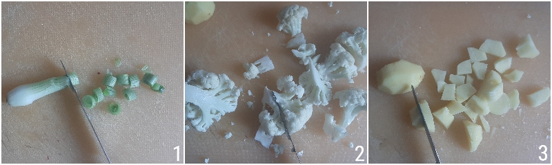 bloemkool en aardappelsoep dikke romige bloemkoolcrème witte light gezonde maaltijd il chicco di mais 1 groenten snijden