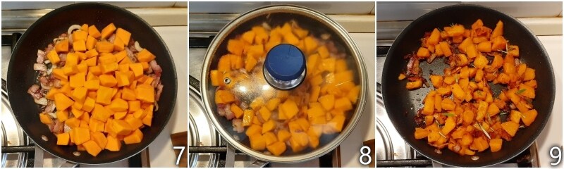 c. bak de pompoen in de pan