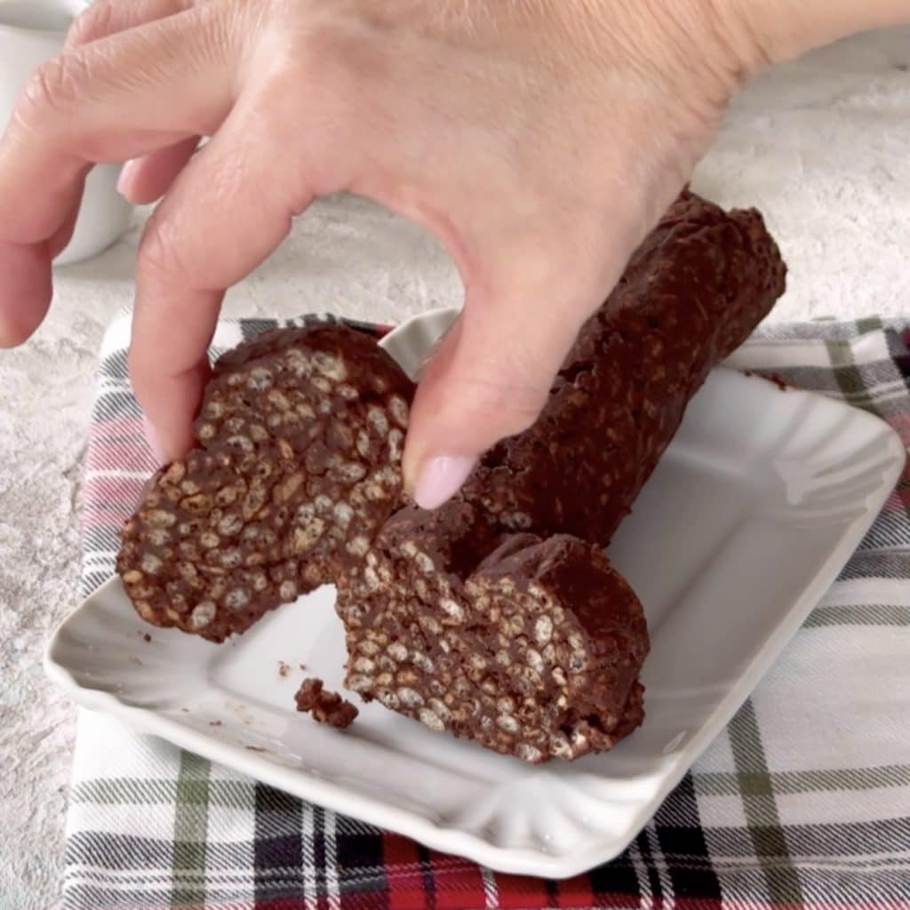 chocolade salami met gepofte rijst