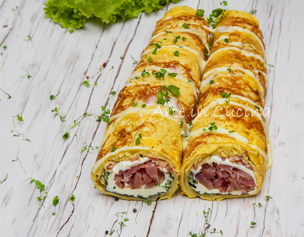 Frittata rolletjes met spek en mozzarella