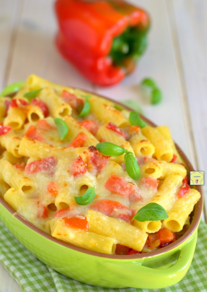 gegratineerde pasta met paprika's gp