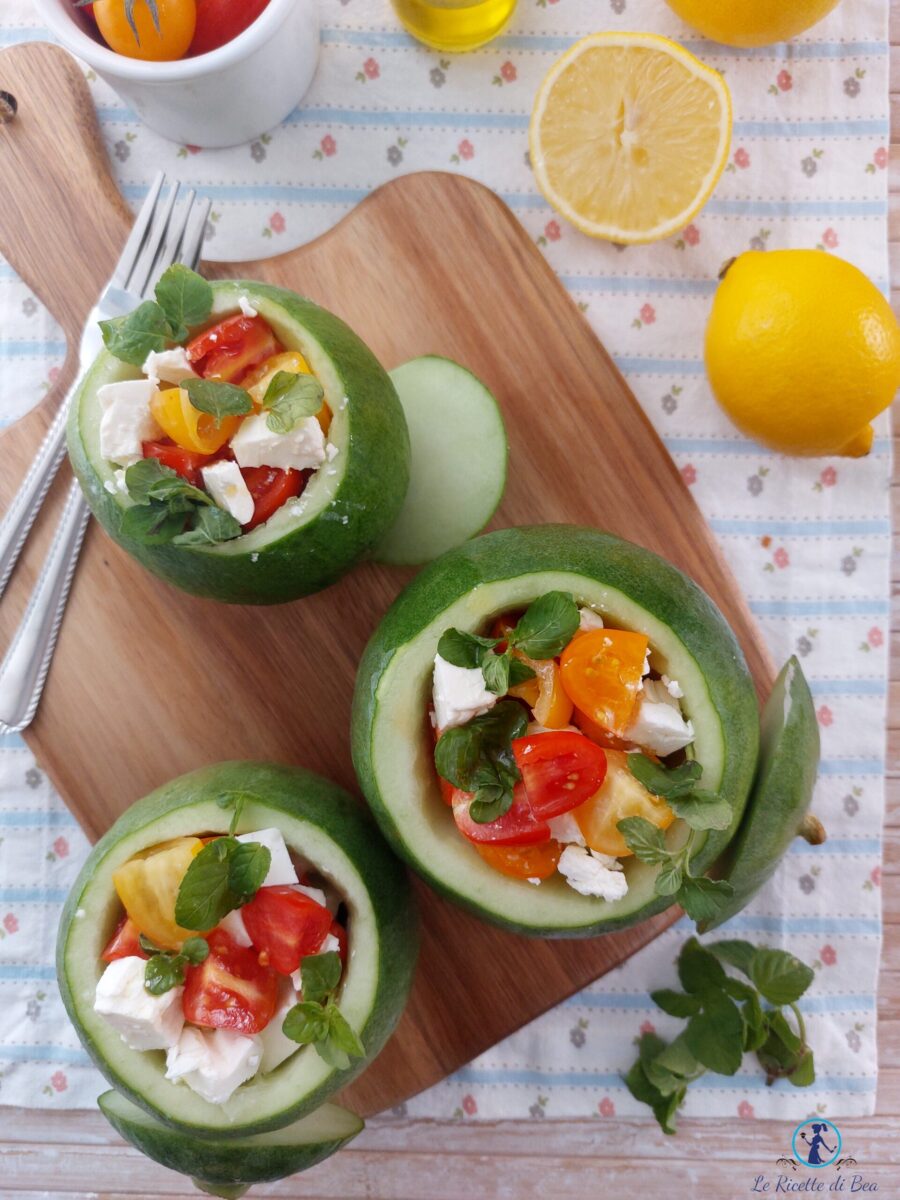 Gevulde Komkommers met Feta en Cherry Tomaten