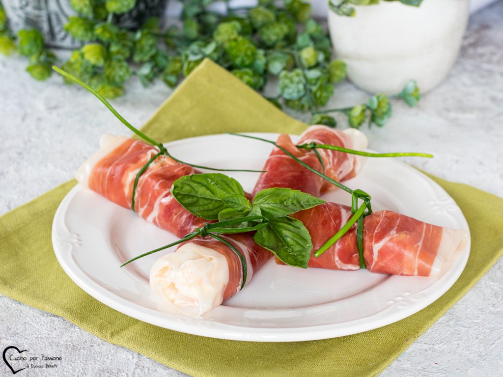 ham en meloen rolletjes