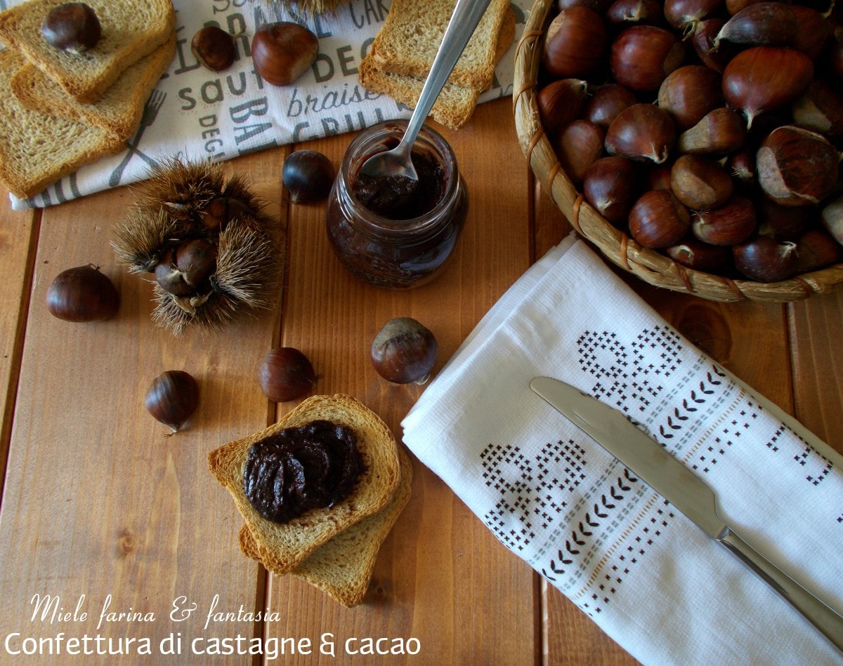 Zelfgemaakte kastanjeconfituur met cacao