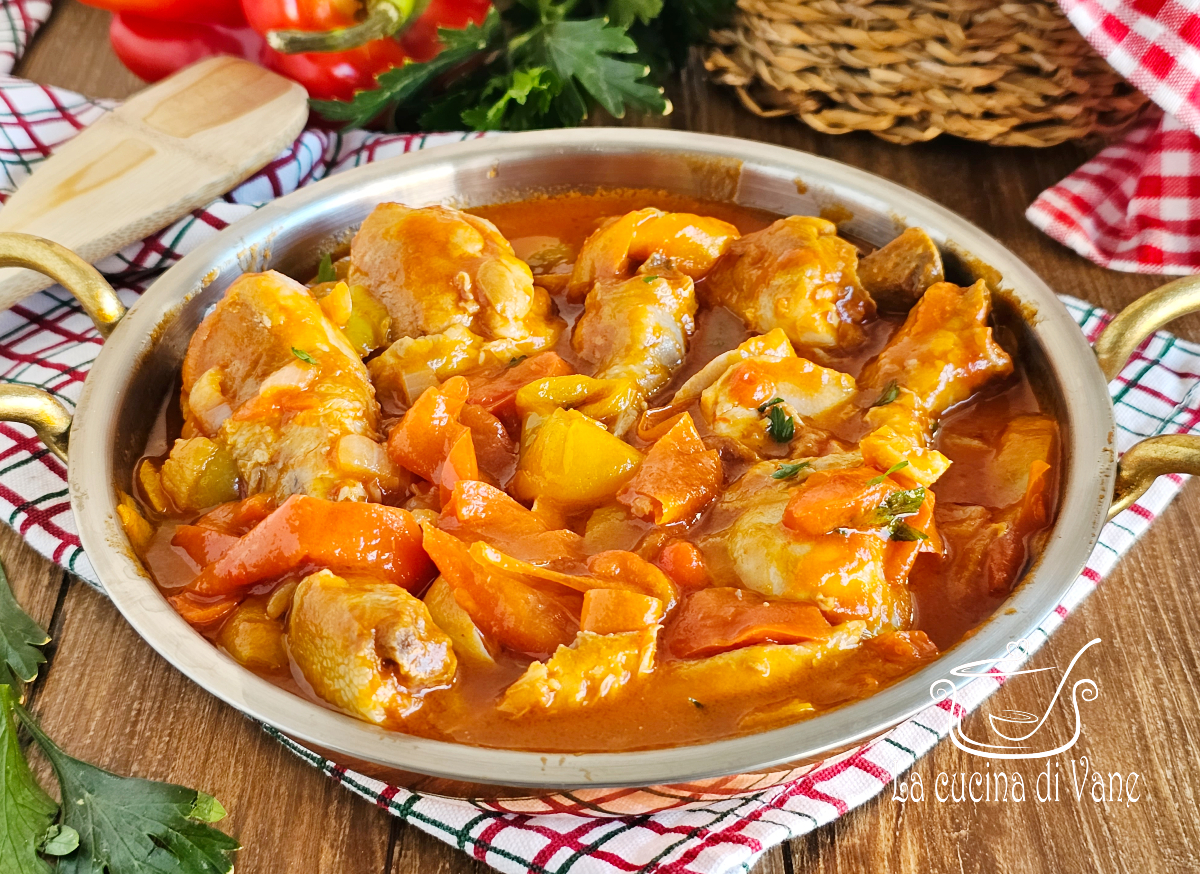 Kip met paprika op Romeinse wijze