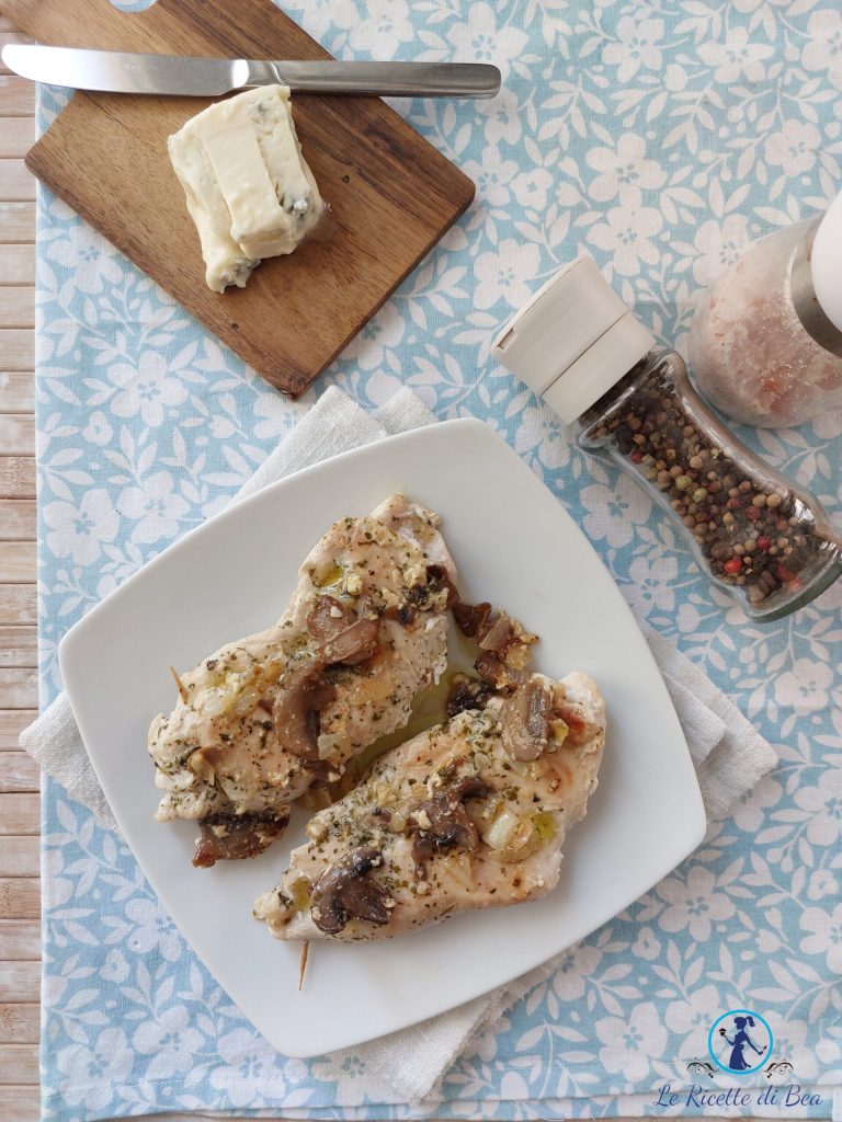 kip met paddenstoelen en gorgonzola