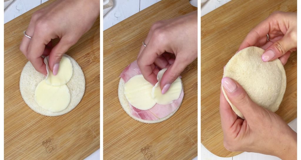 Cordon bleu van brood met ham en kaas in een airfryer