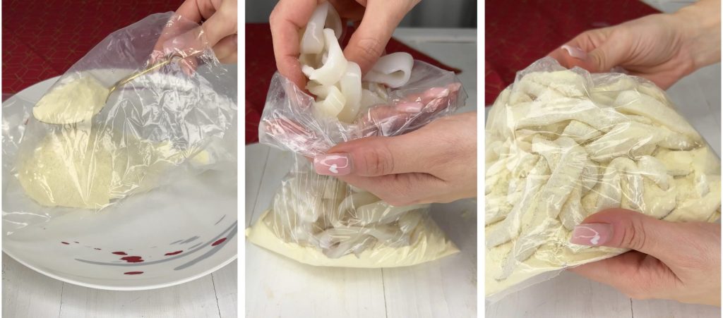 Gefrituurde calamares in een heteluchtfriteuse