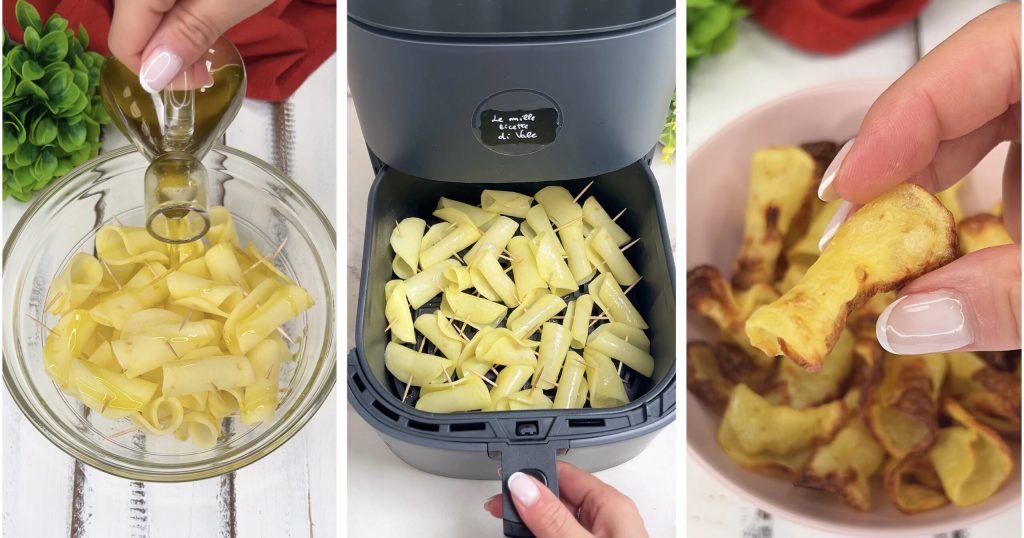 Gerolde frieten in een airfryer