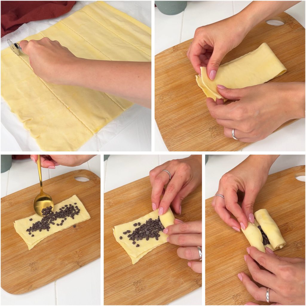 Snelle pain au chocolat zonder deeg