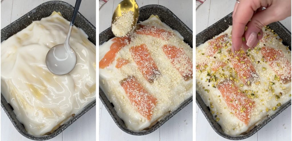 Lasagne met zalm en provola in heteluchtfriteuse