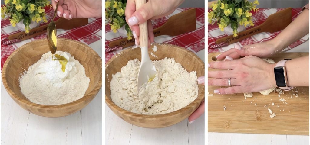 Focacce zonder rijzen met champignons in een airfryer