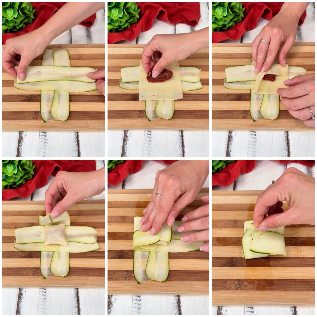 Courgettebundels in de heteluchtfriteuse