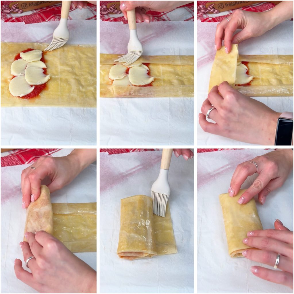 Filo deegbundels op pizzaiola wijze in de airfryer