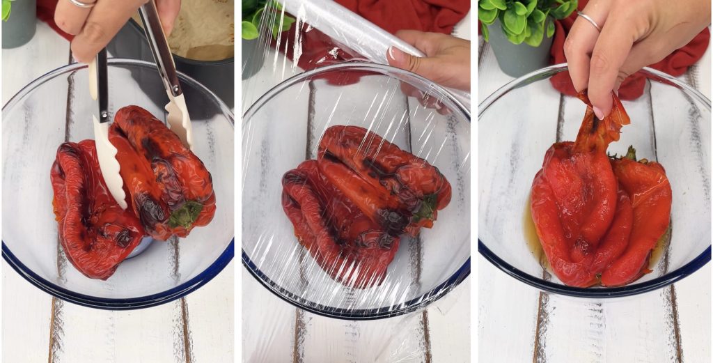 Geroosterde paprika's in heteluchtfriteuse