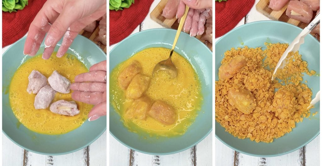 Gevulde smeltende nuggets in heteluchtfriteuse