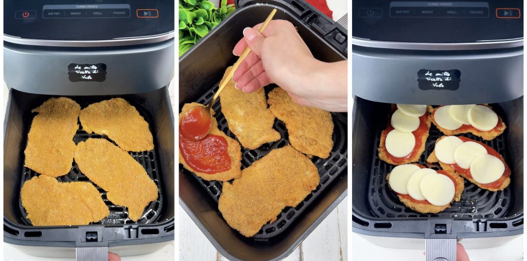 Gepaneerde schnitzels op pizzaiola wijze - gekookt in een airfryer