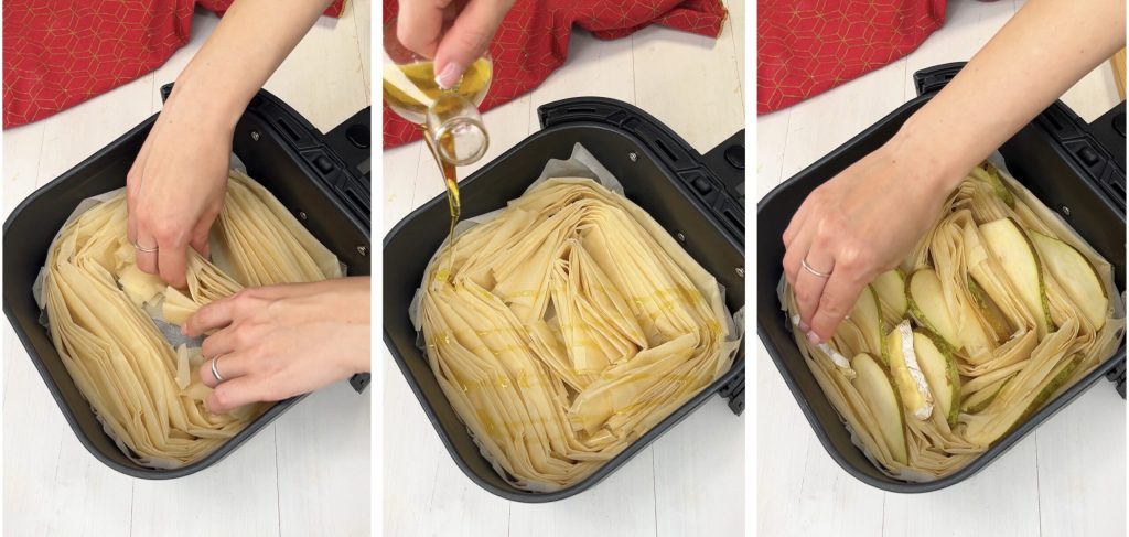 Hartige filodeegtaart met peren en brie