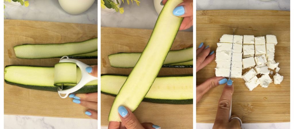 Courgetterolletjes met feta in de airfryer