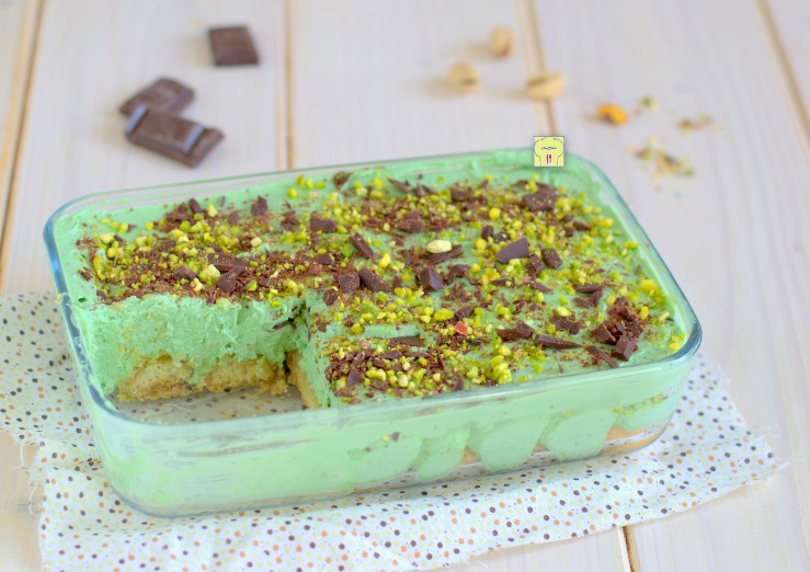 Pistache en chocolade dessert zonder bakken