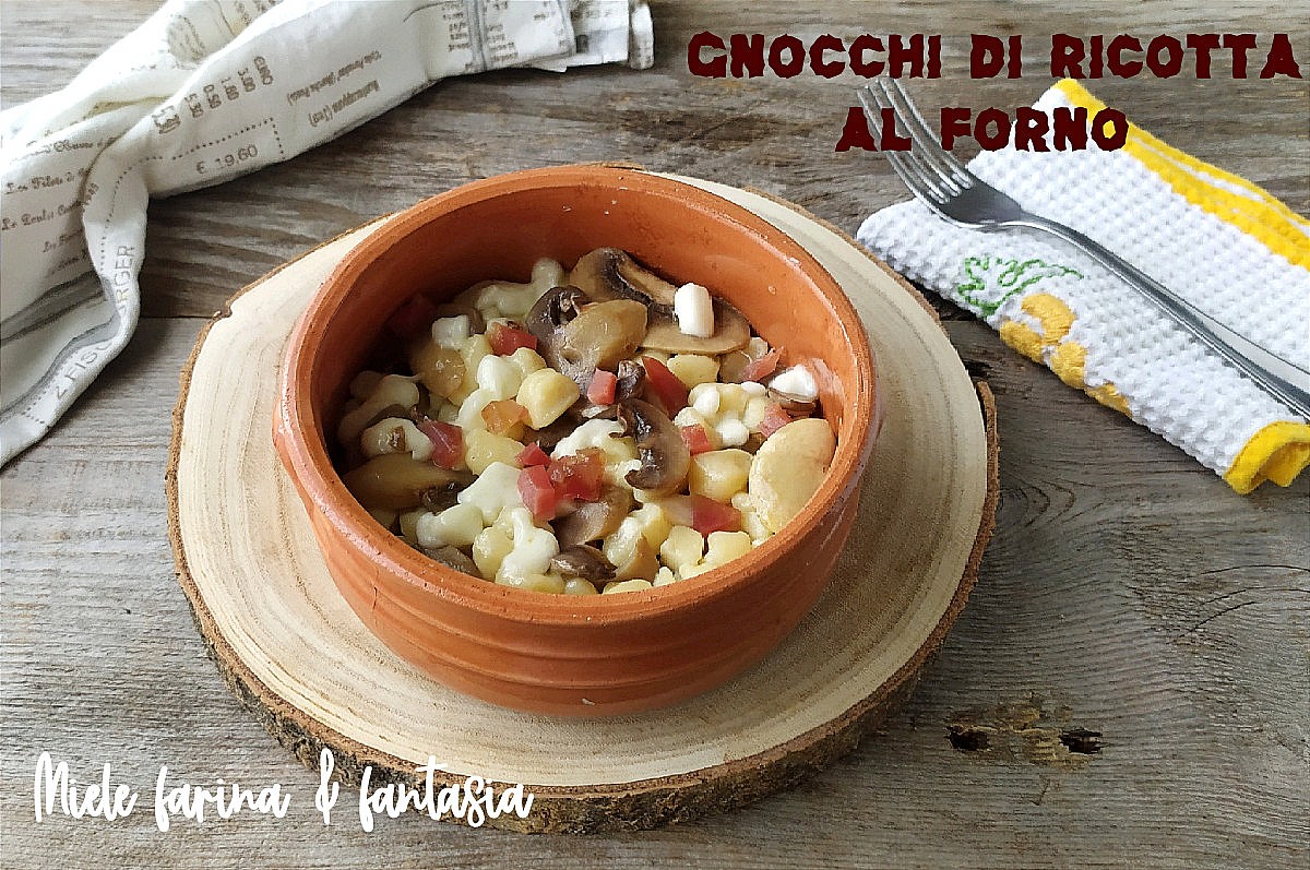 Ricottagnocchi met champignons en provola uit de oven