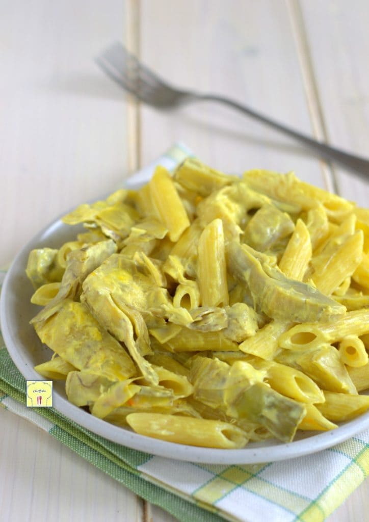 romige pasta met artisjokken en saffraan gp