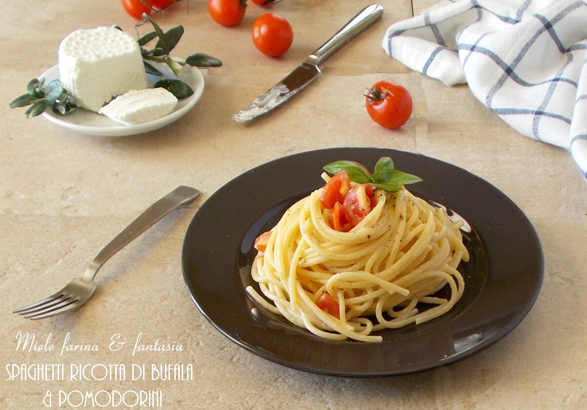 Spaghetti met buffelricotta en kerstomaten