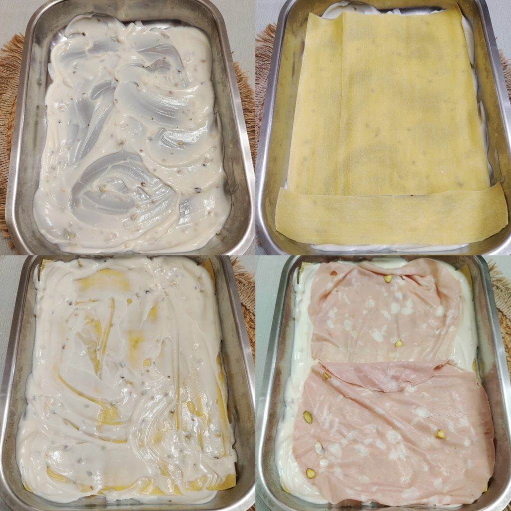 Lasagne met mortadella en pistache