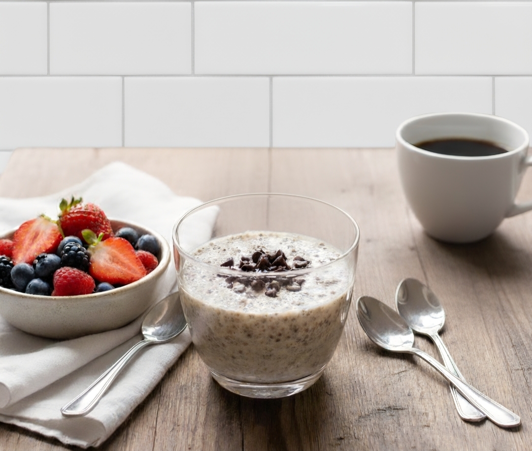 Porridge met Chia-haver en chocolade