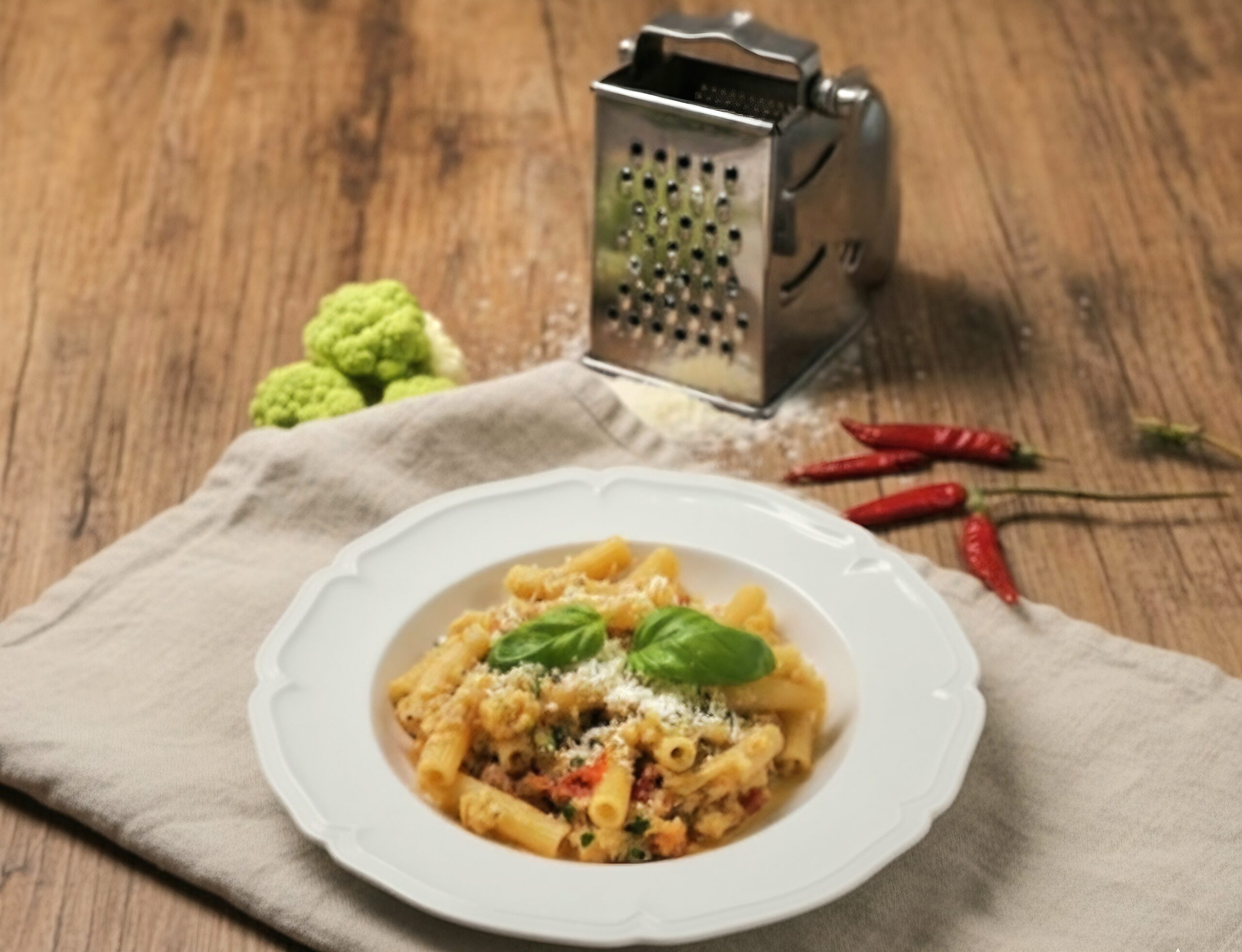 Rigatoni met pittige bloemkool