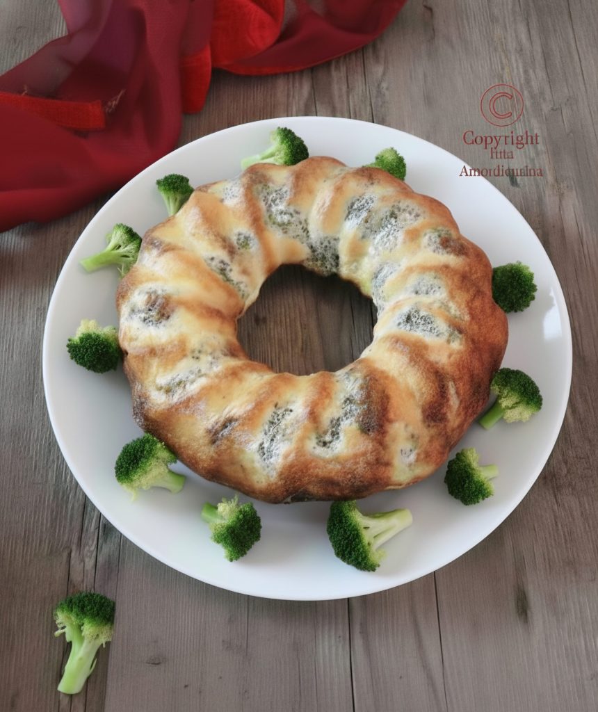 Kerstringbrood van broccoli uit de oven