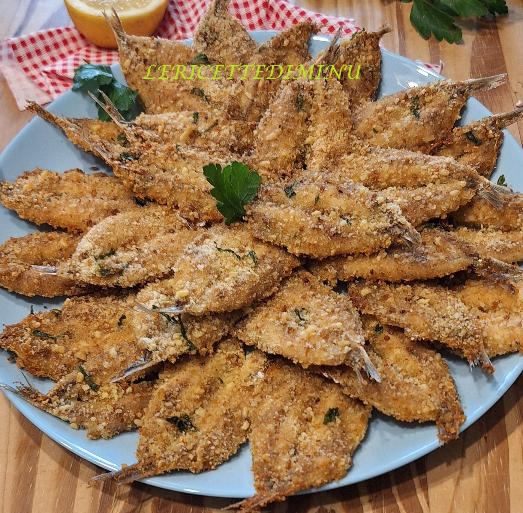 Gepaneerde ansjovis uit de oven